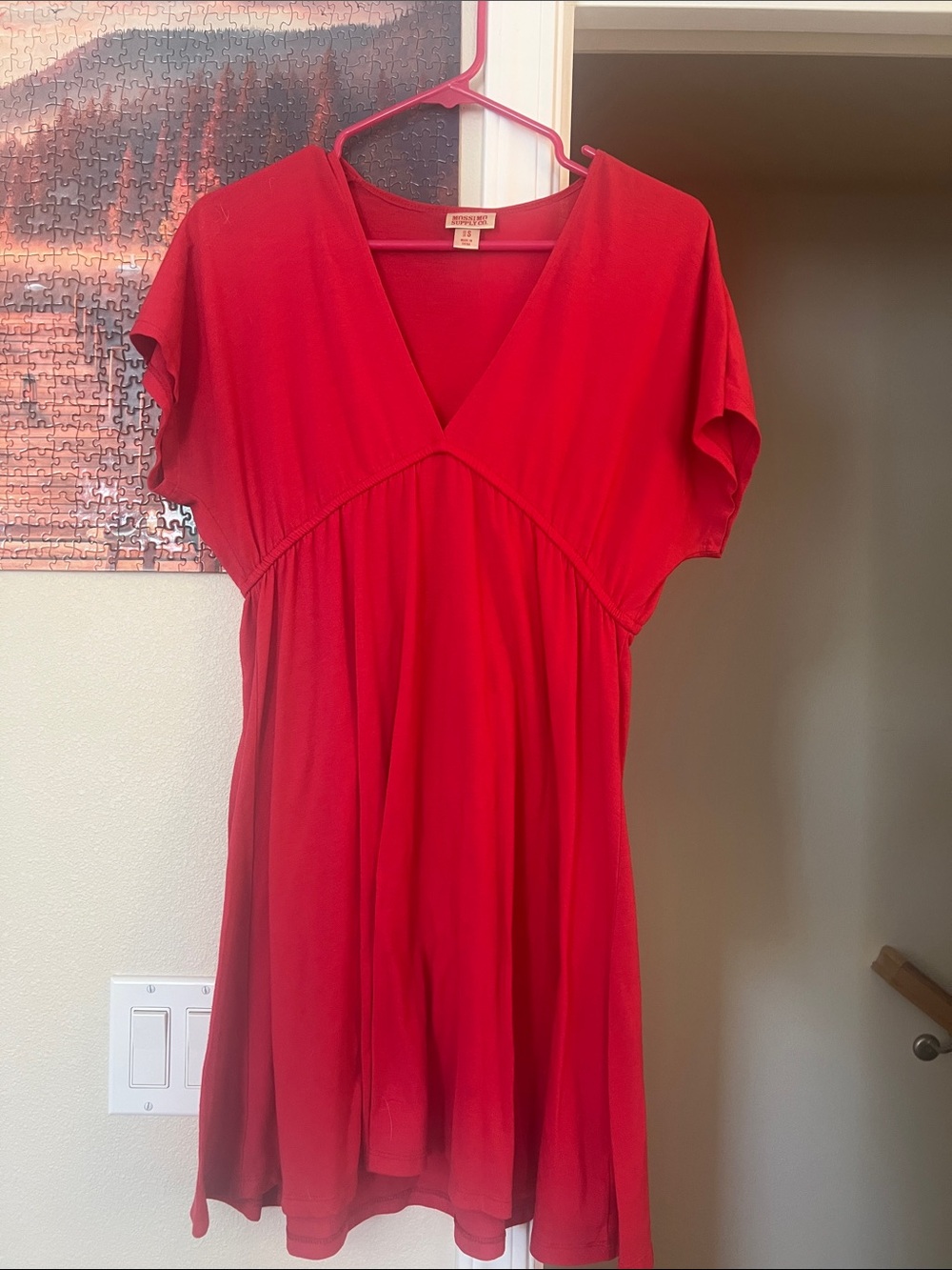 Universal Thread Bright Red V‑Neck Short Sleeve Tunic